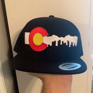 Local limited Denver Colorado skyline black snap back hat